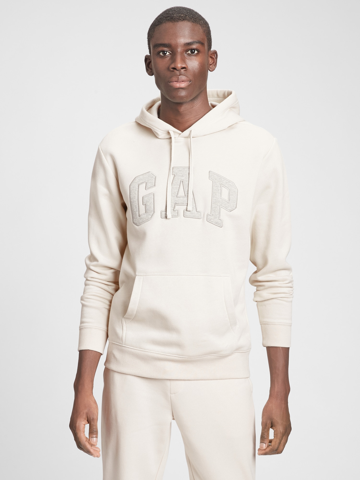 GAP GAPロゴ プルオーバーパーカー(ユニセックス), Unbleached White, Size XS