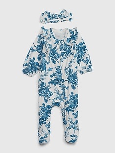 Gap × LoveShackFancy Baby 100% Organic Cotton Floral Footed One-Piece Set