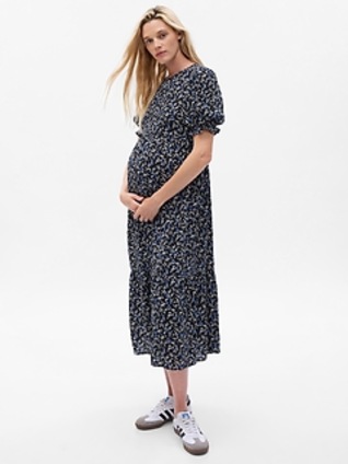 Gap Maternity Puff Sleeve Midi Dress