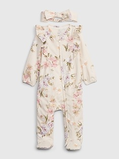 Gap × LoveShackFancy Baby 100% Organic Cotton Floral Footed One-Piece Set
