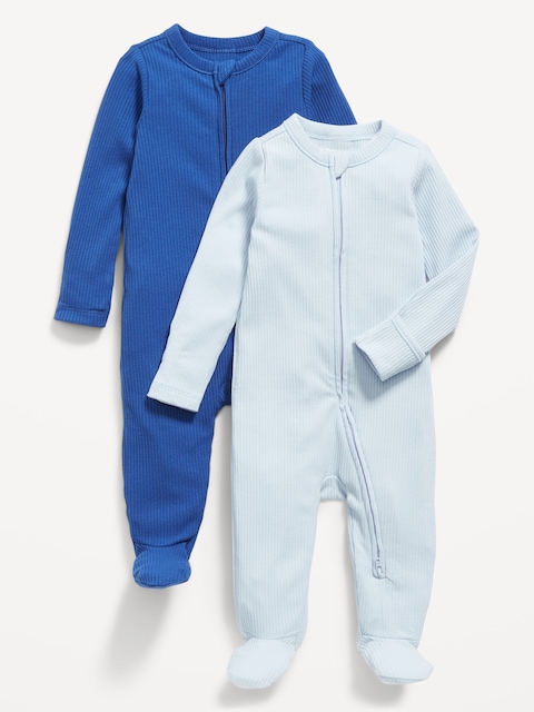 Unisex 2-Way-Zip Sleep & Play Footed One-Piece 2-Pack for Baby