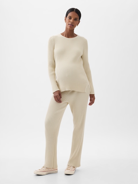 PANTALON EN TRICOT CÔTELÉ DE MATERNITÉ