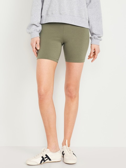 High-Waisted Jersey Biker Shorts -- 6-inch inseam
