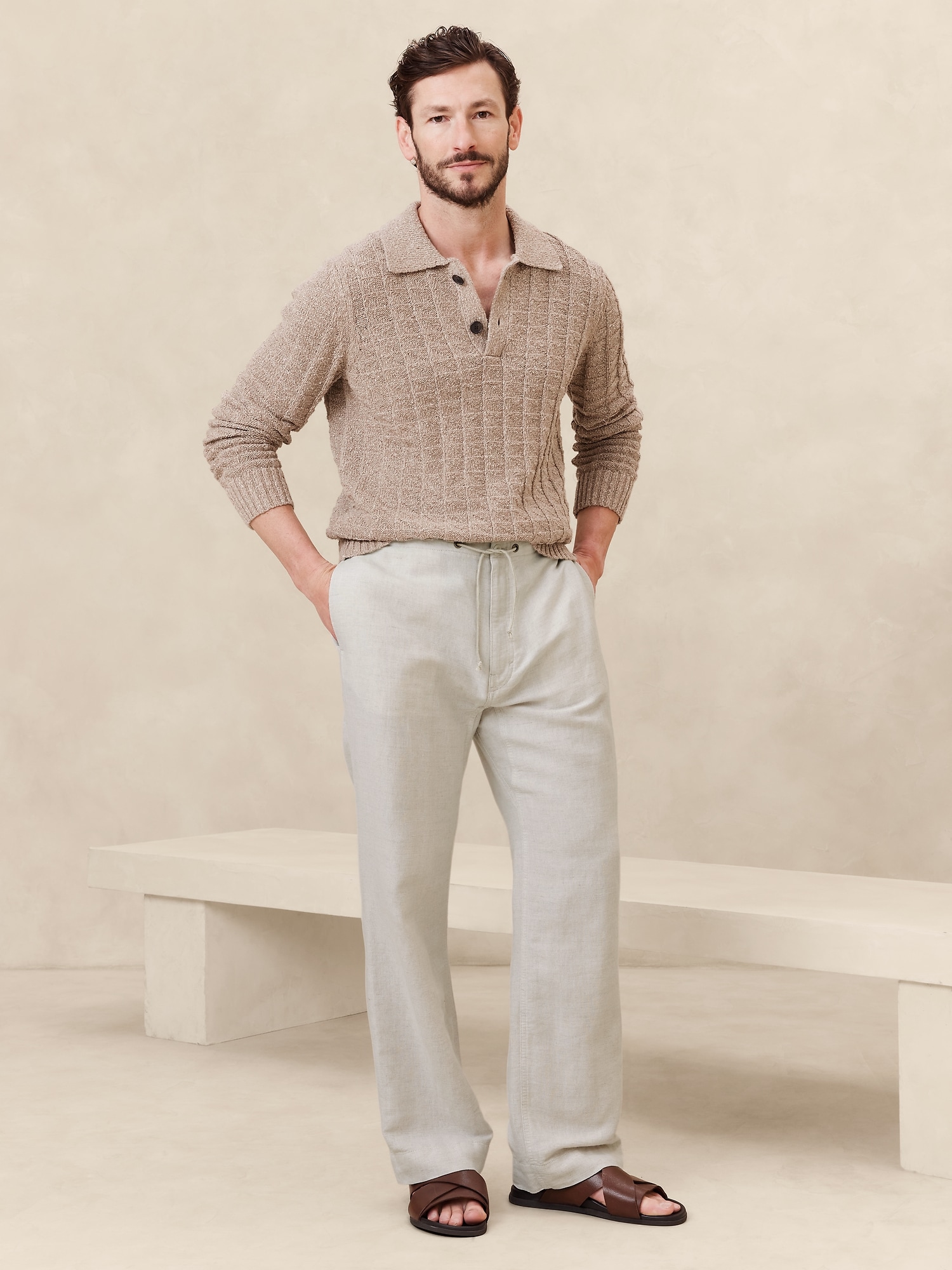 Onda Linen-Cotton Pull-On Pant