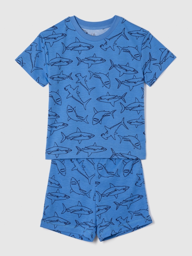 リサイクル サメ ショートパンツパジャマセット-0
