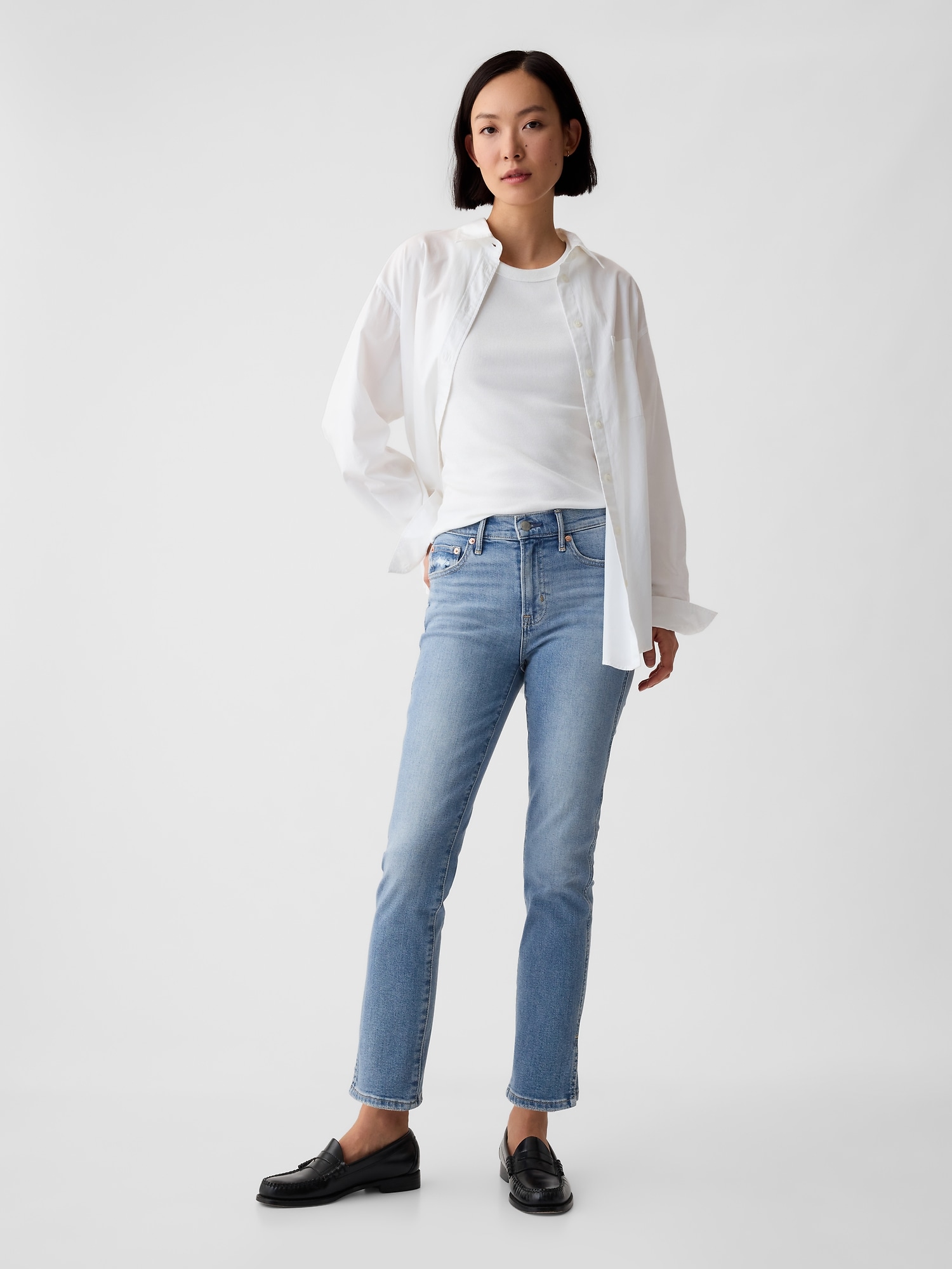 Mid Rise Vintage Slim Split-Hem Jeans