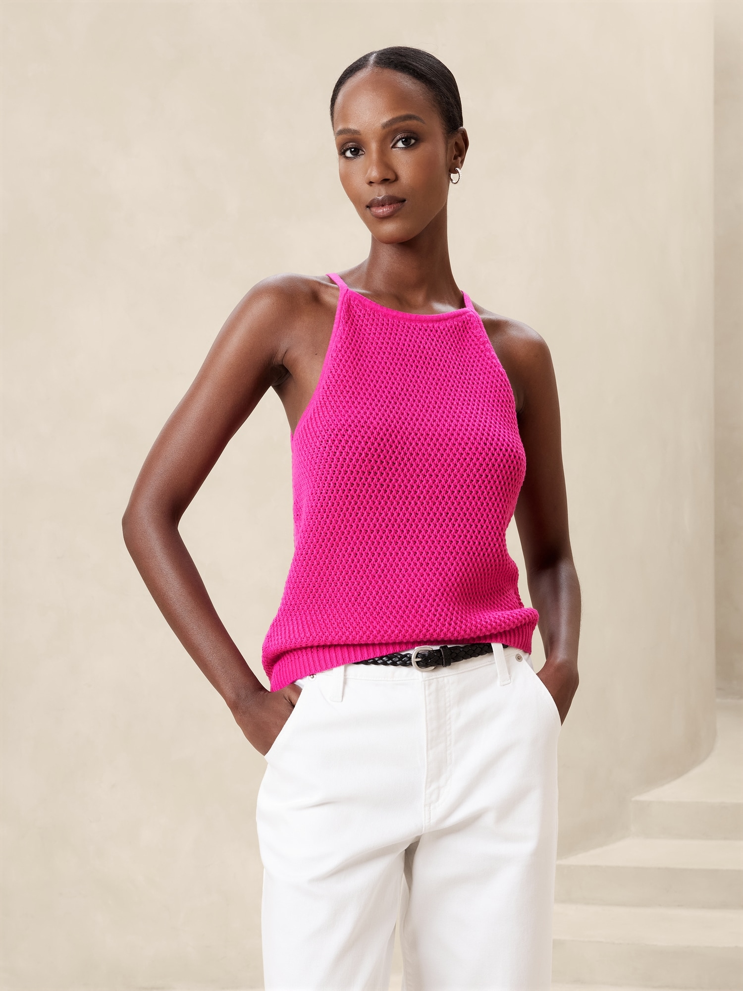 Banana Republic Strappy Open-Stitch Tank Sweater INTERNATIONAL SHIPPING