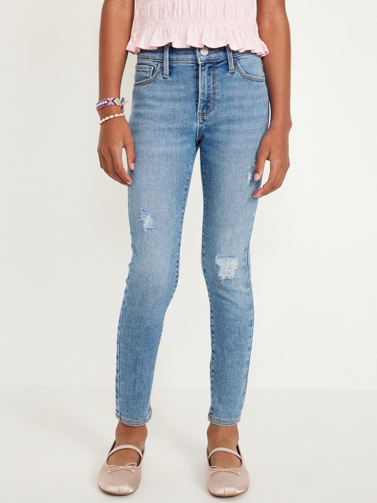 JEGGING ROCKSTAR À TAILLE HAUTE EN DENIM DÉCHIRÉ À EXTENSIBILITÉ 360° POUR FILLE