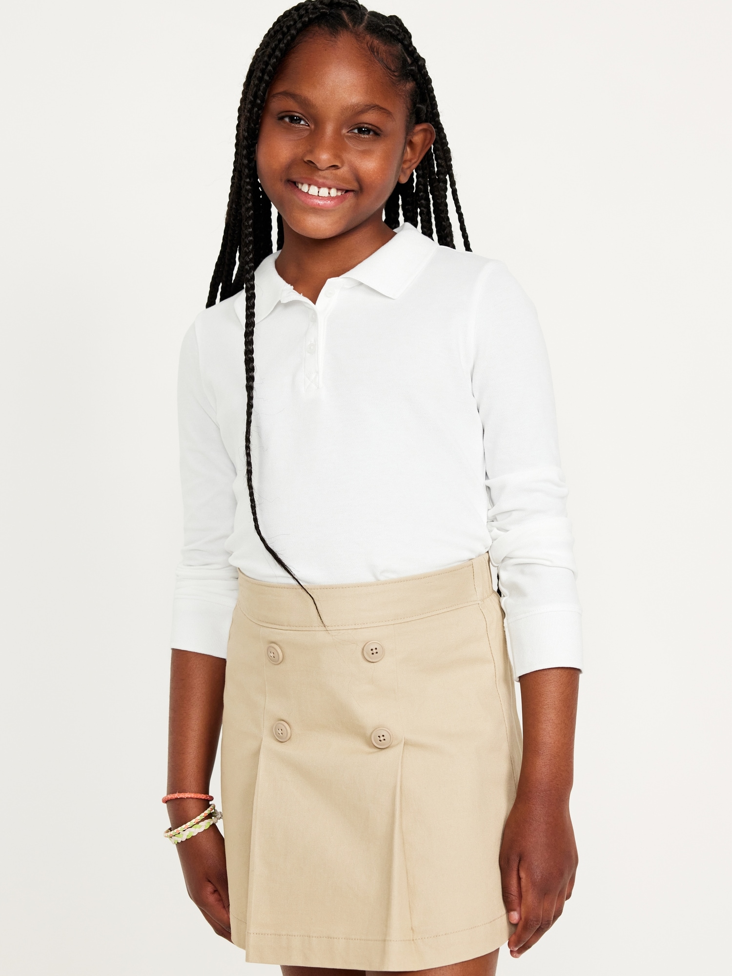 POLO D'UNIFORME EN PIQUÉ À MANCHES LONGUES POUR FILLE