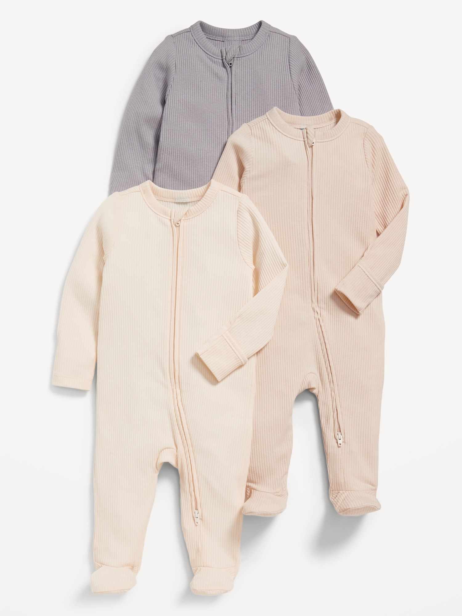 2-Way-Zip Sleep & Play Footed One-Piece 3-Pack for Baby