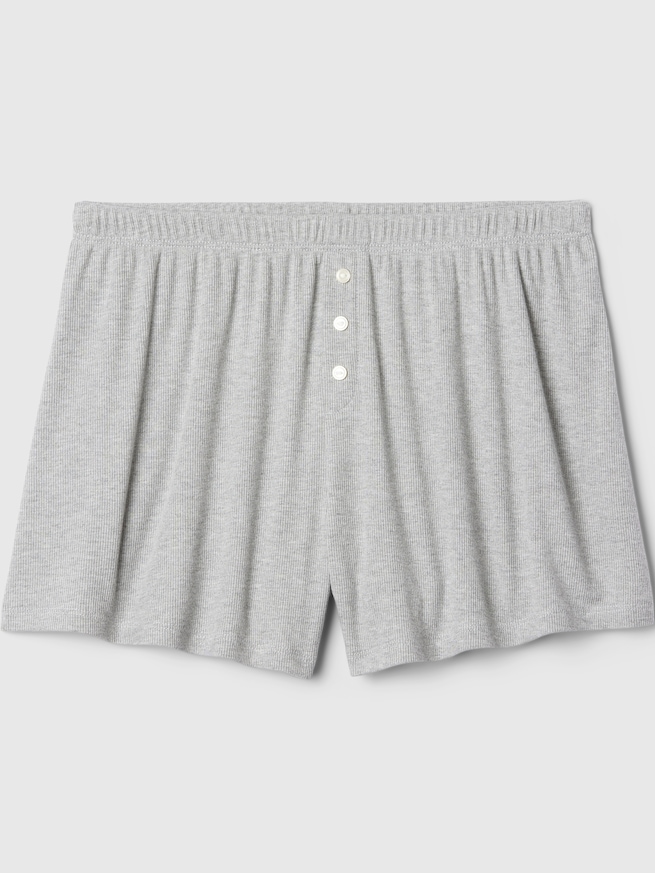 細リブ リラックス パジャマショートパンツ-3