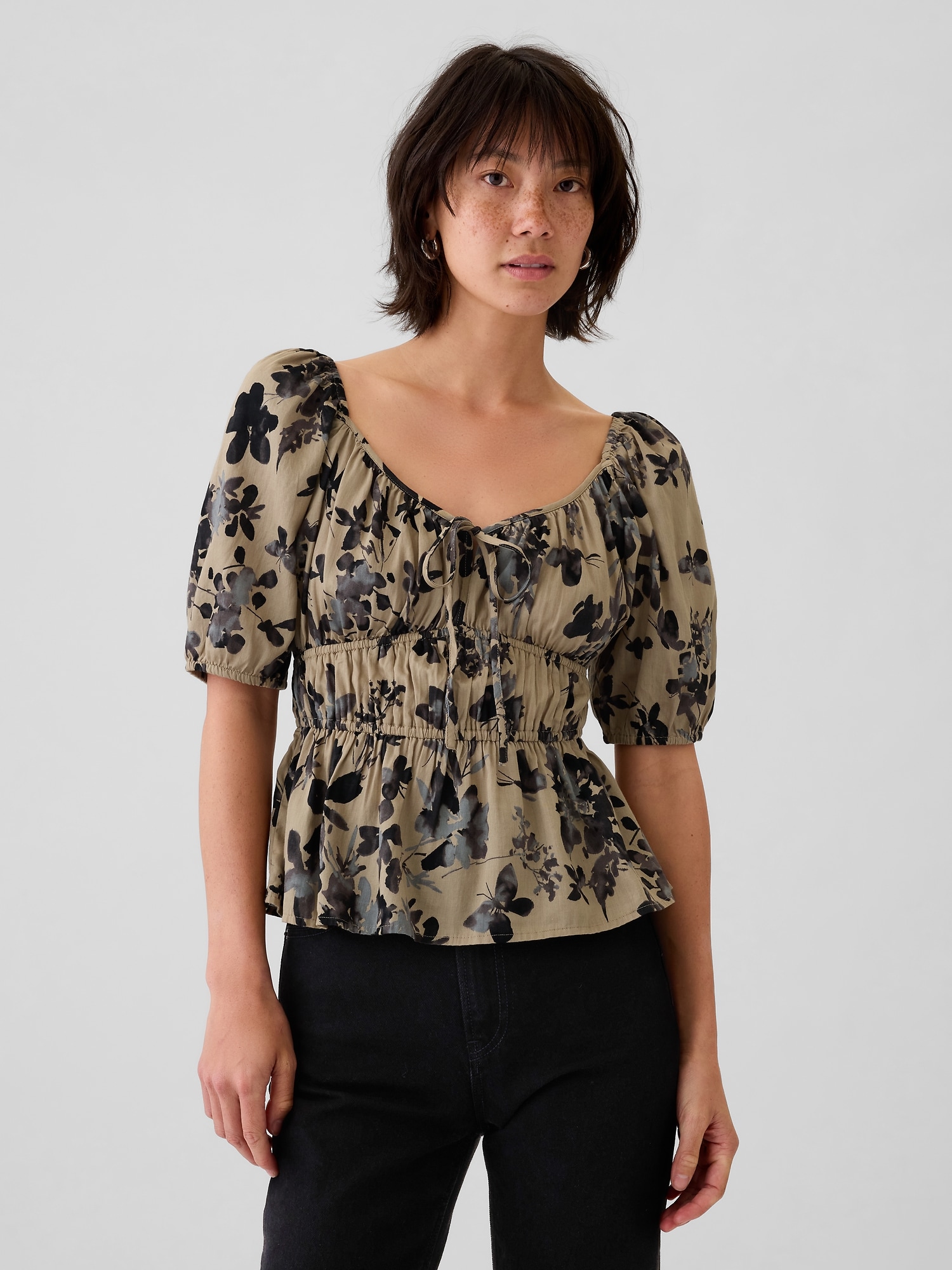 Gap スモッキングギャザー シャツ Gap スモッキングギャザー シャツ