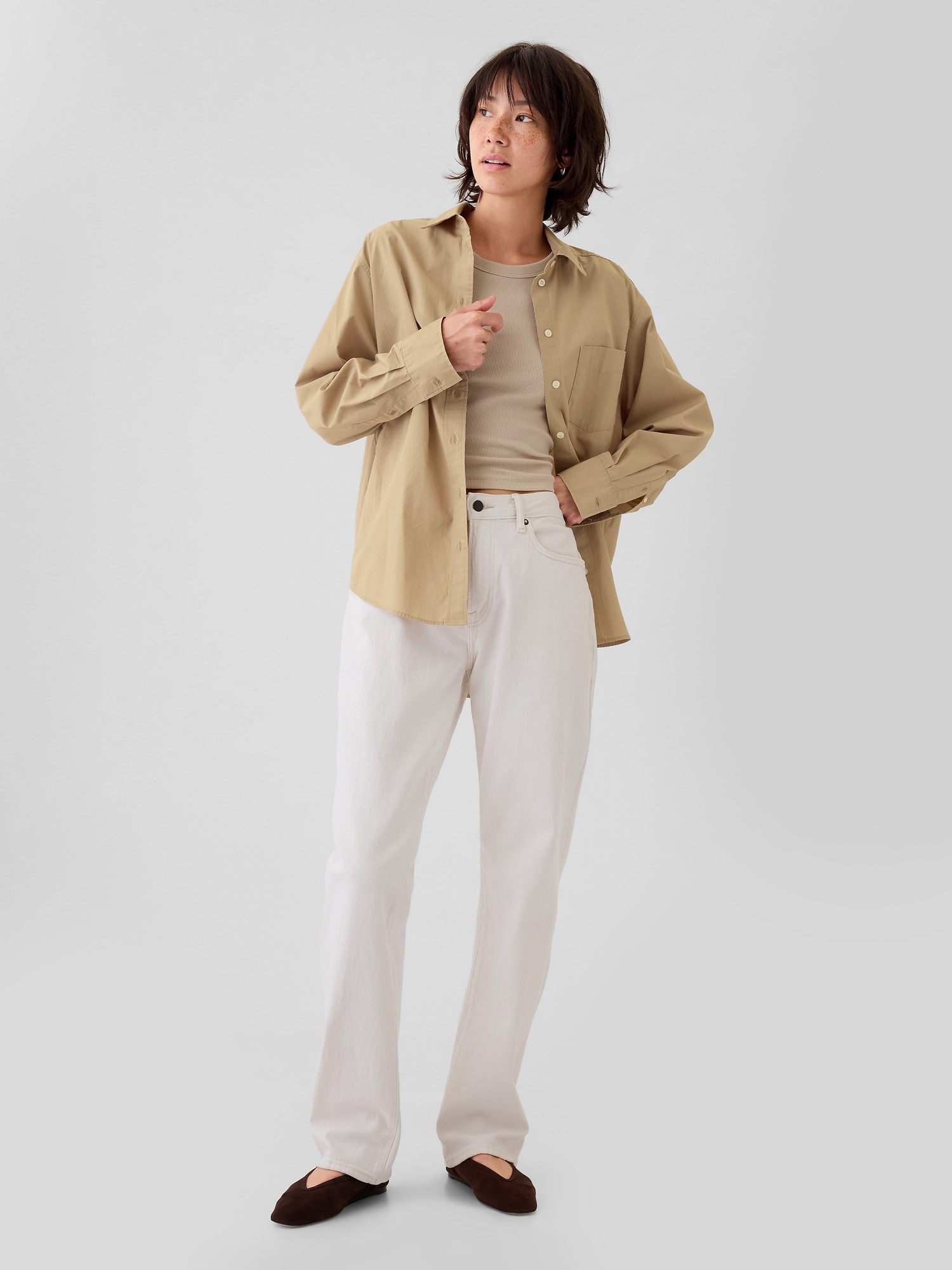 Gap公式オンラインストア | オーガニック コットンポプリン ビッグシャツ