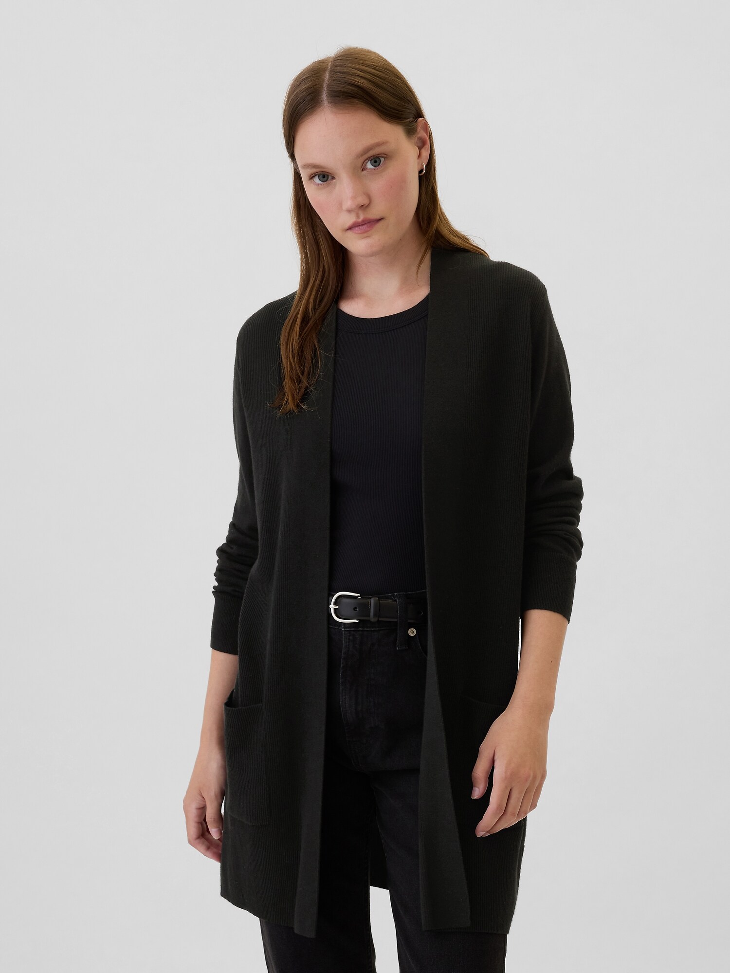 Long Open-Front Cardigan