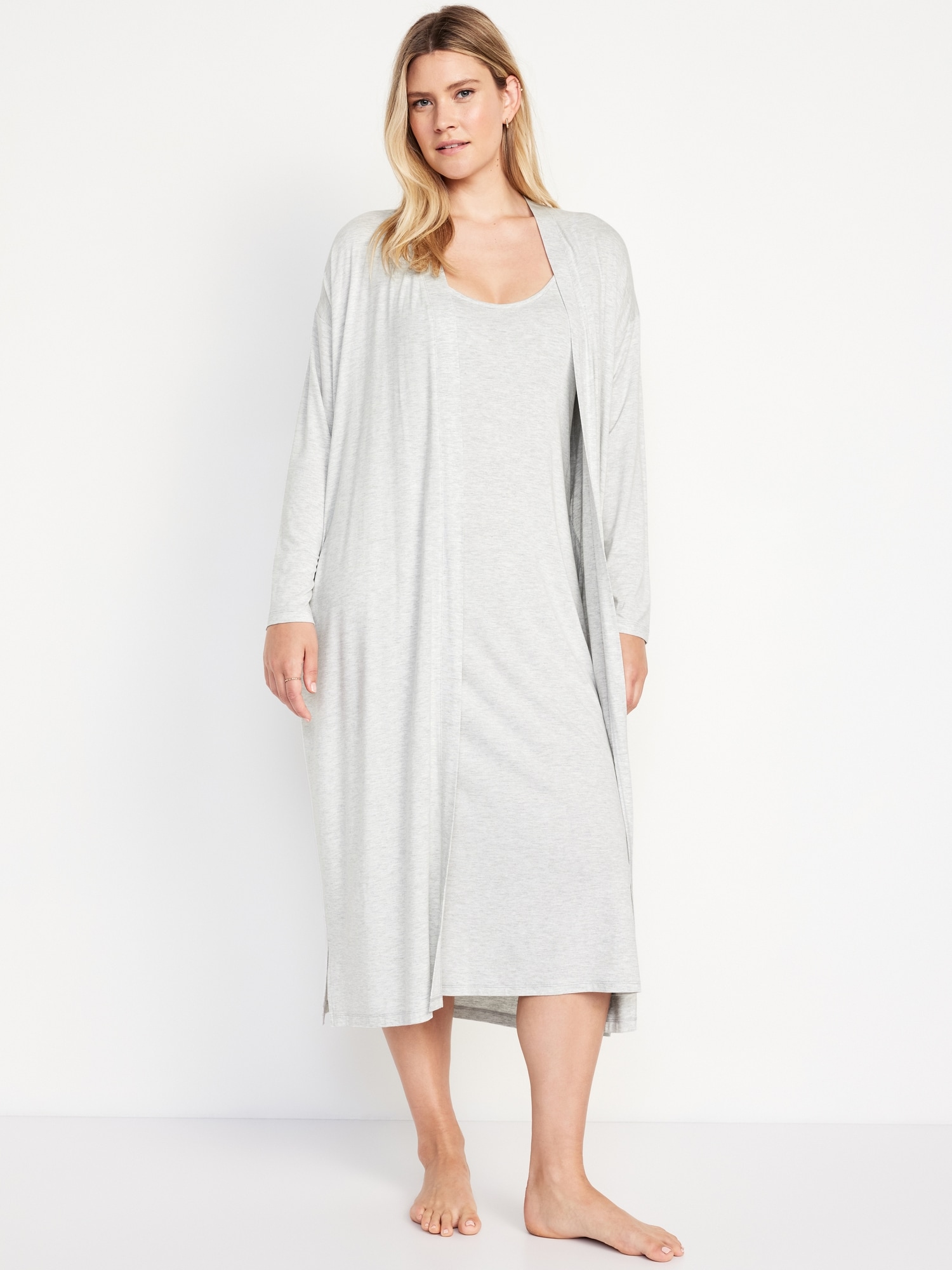 ENSEMBLE PEIGNOIR DE MATERNITÉ ET CHEMISE DE NUIT D'ALLAITEMENT