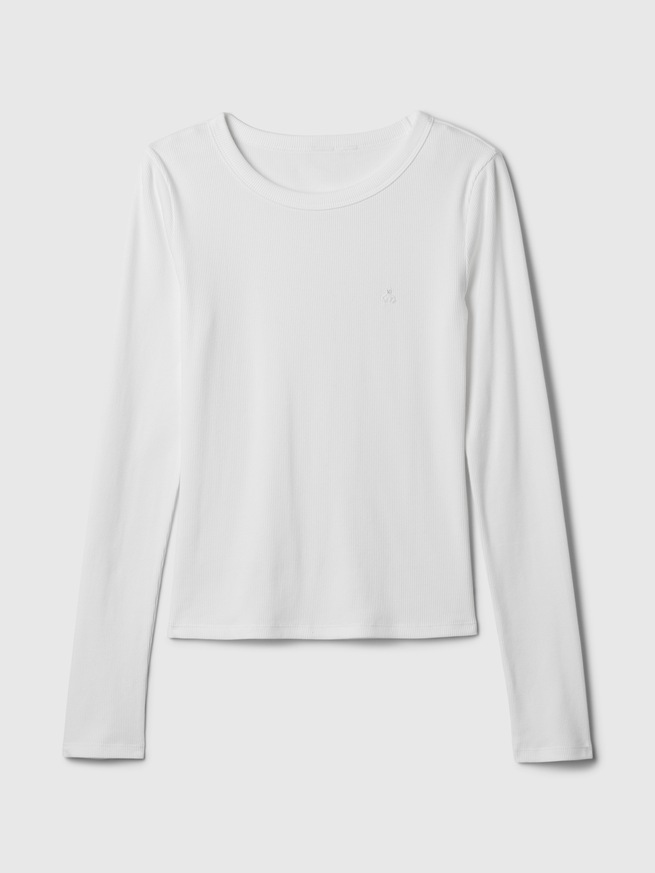 リブ編み クルーネック Tシャツ-4