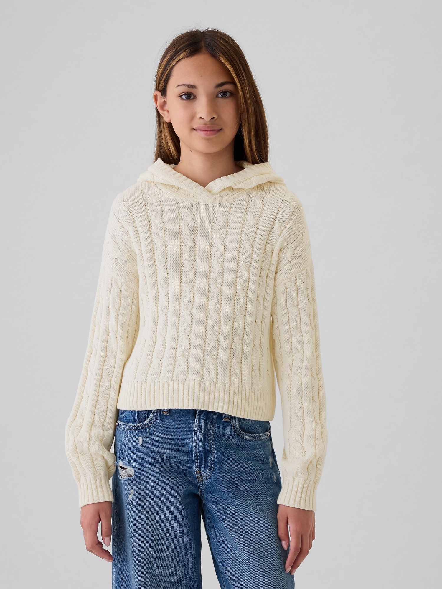 Kids Cable-Knit Crop Sweater