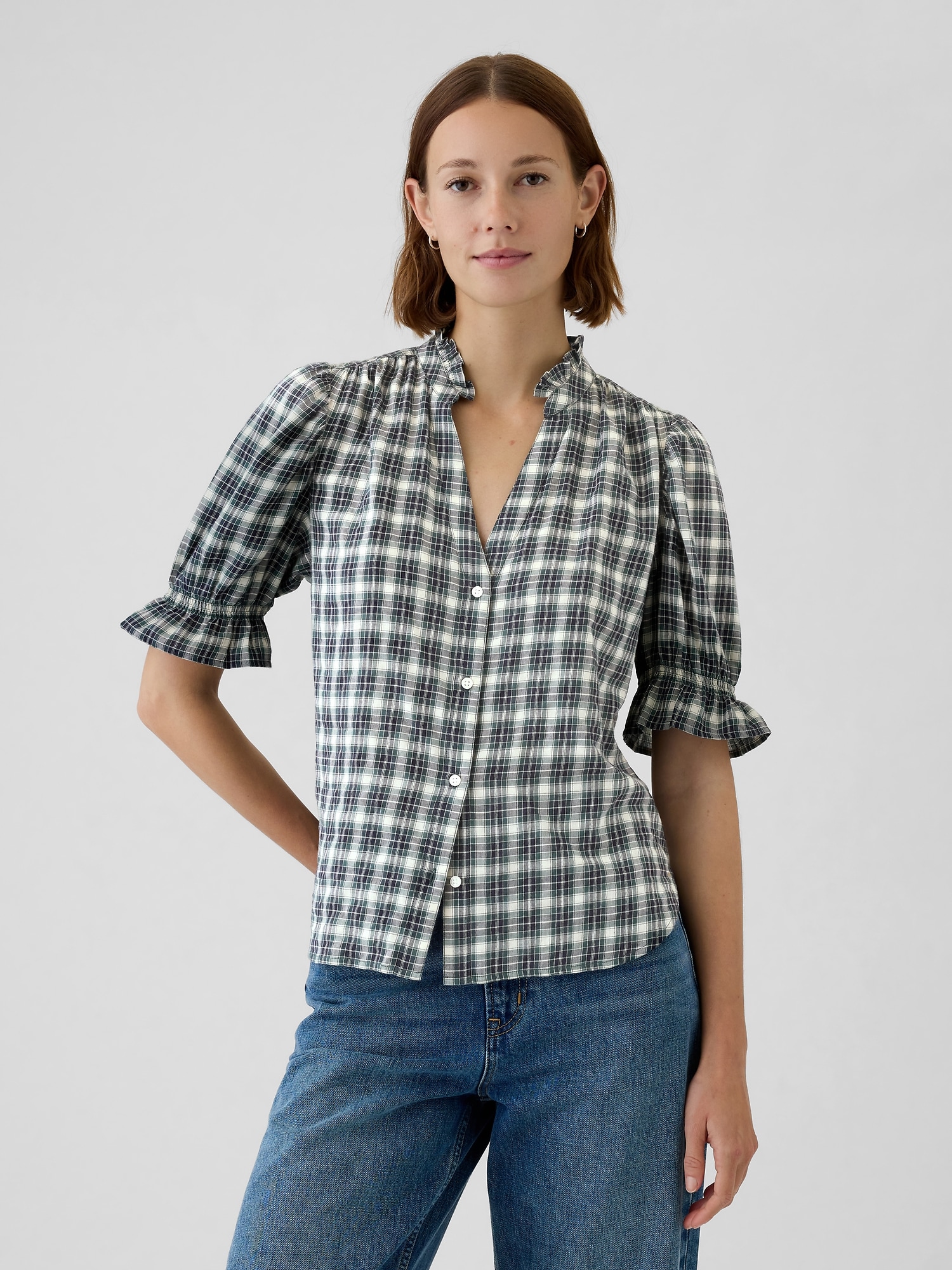 Gap ラッフルフリル パフスリーブシャツ Gap ラッフルフリル パフスリーブシャツ