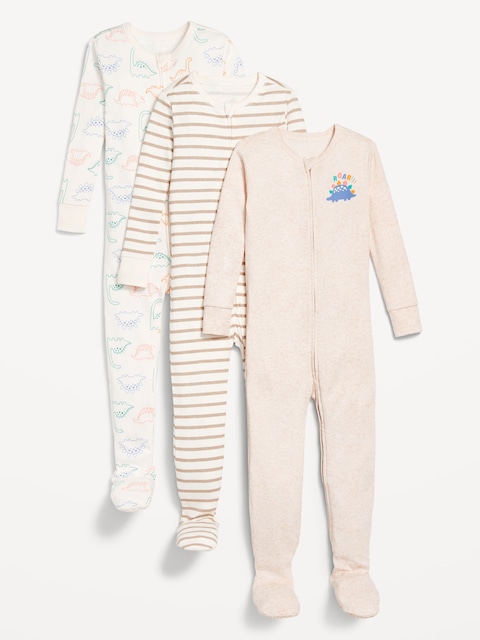 PYJAMA UNE-PIÈCE À COUPE MOULANTE À GLISSIÈRE BIDIRECTIONNELLE POUR TOUT-PETIT ET BÉBÉ (PAQUET DE 3)