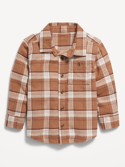 CHEMISE DOUILLETTE À MANCHES LONGUES ET À POCHE À CARREAUX POUR TOUT-PETIT GARÇON