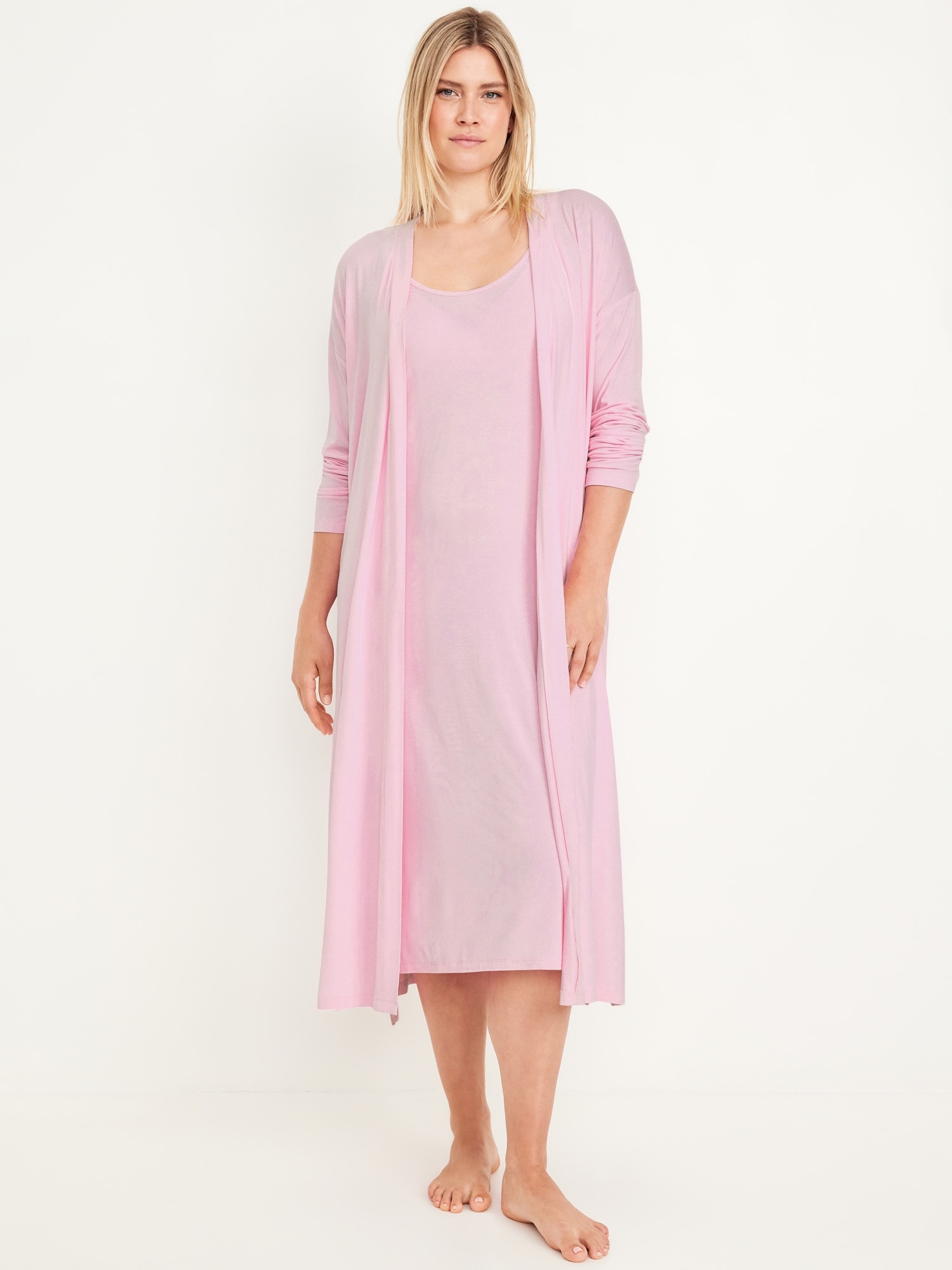 ENSEMBLE PEIGNOIR DE MATERNITÉ ET CHEMISE DE NUIT D'ALLAITEMENT