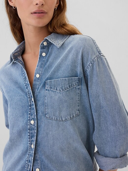 Stripe Poplin Big Shirt | Gap Factory