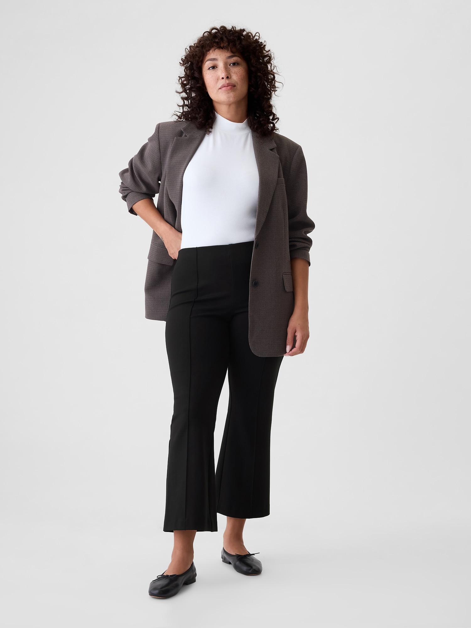 High Rise Double Knit Crop Kick Pants