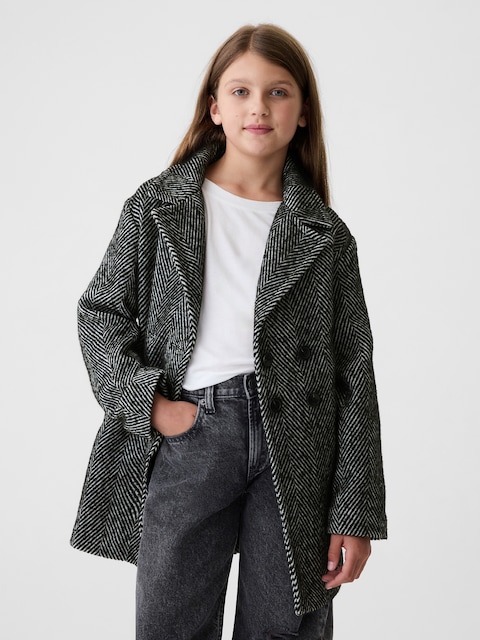 Kids Herringbone Tweed Overcoat