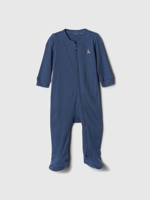 Baby Ribbed Two-Way Zip One-Piece