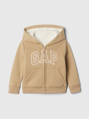 babyGap GAPロゴ 裏ボア ジップアップパーカー