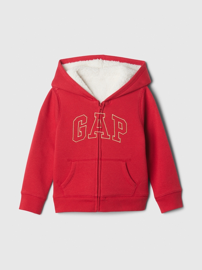 babyGap GAPロゴ 裏ボア ジップアップパーカー-0