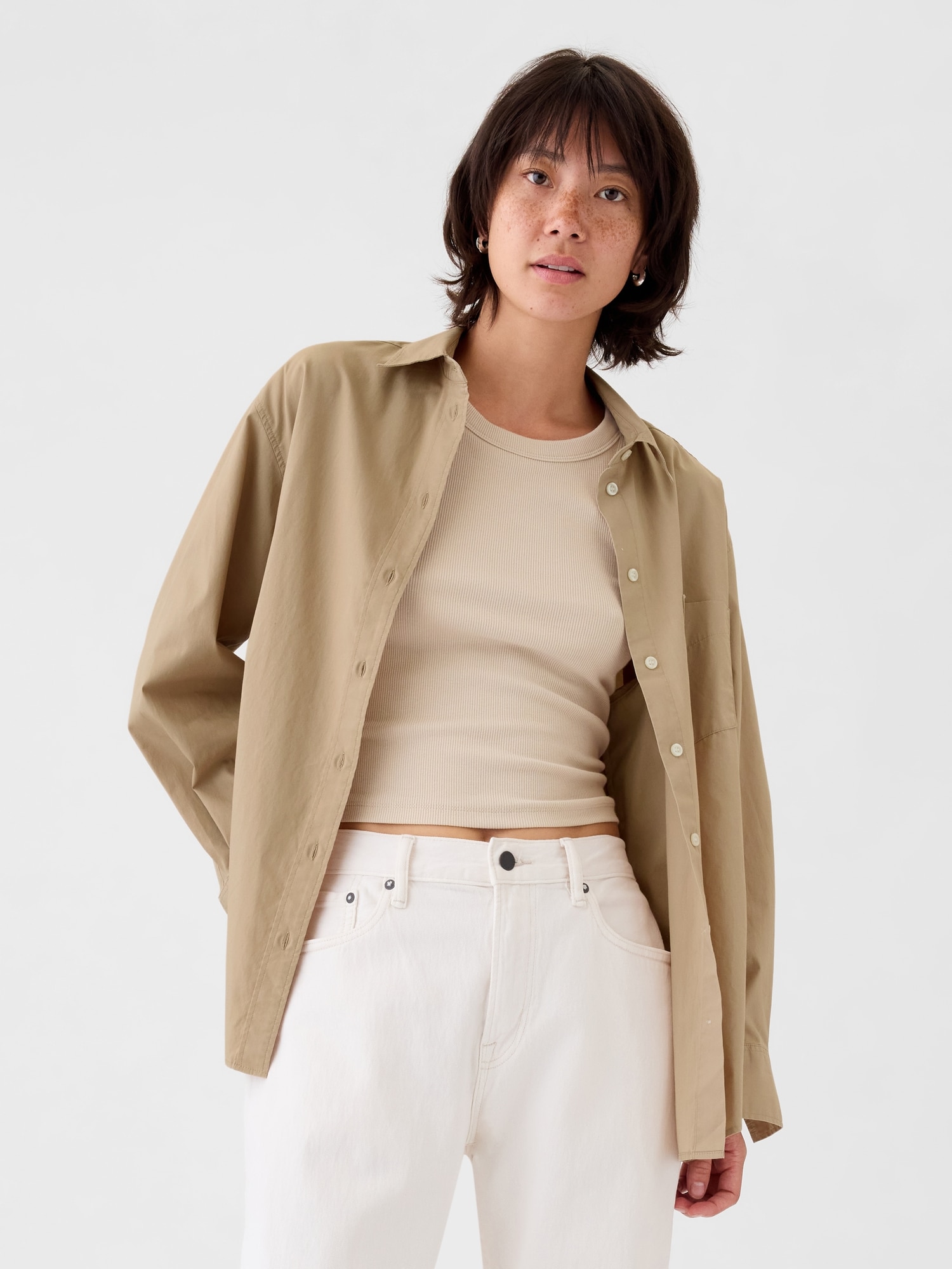 Gap オーガニック コットンポプリン ビッグシャツ