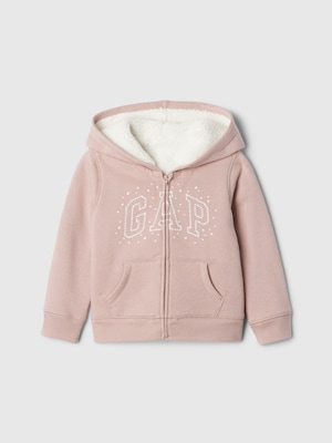 babyGap GAPロゴ 裏ボア ジップアップパーカー