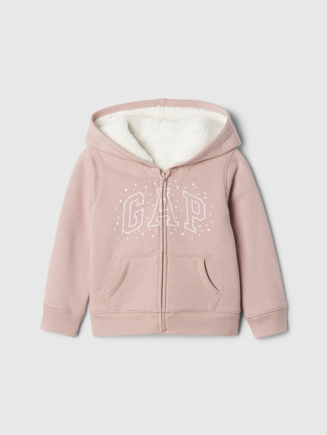 babyGap GAPロゴ 裏ボア ジップアップパーカー-0