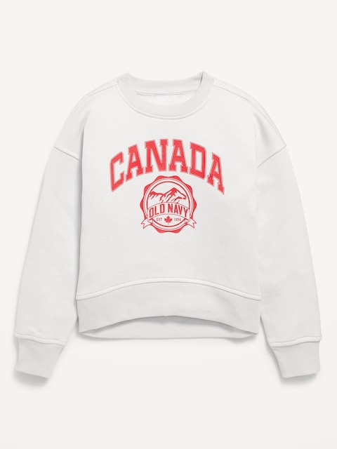 Vintage Oversized Canada Logo-Graphic Sweatshirt for Girls