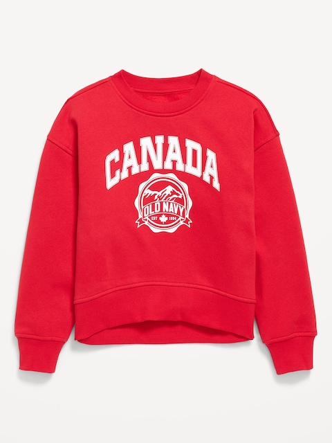 Vintage Oversized Canada Logo-Graphic Sweatshirt for Girls