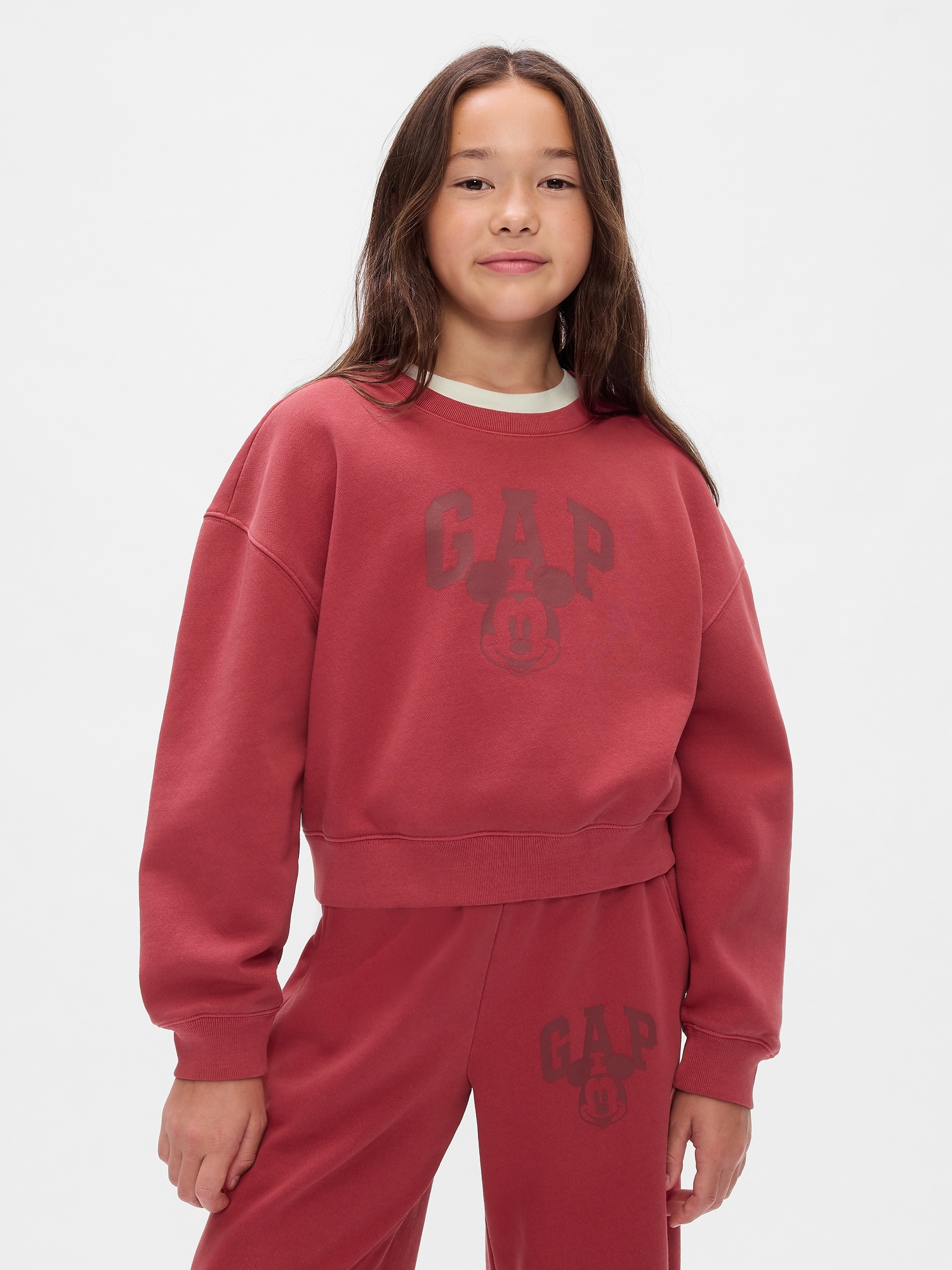 Gap × ディズニー ヴィンテージソフト ミッキーマウス Gapロゴ クロップド スウェット・トレーナー (キッズ)