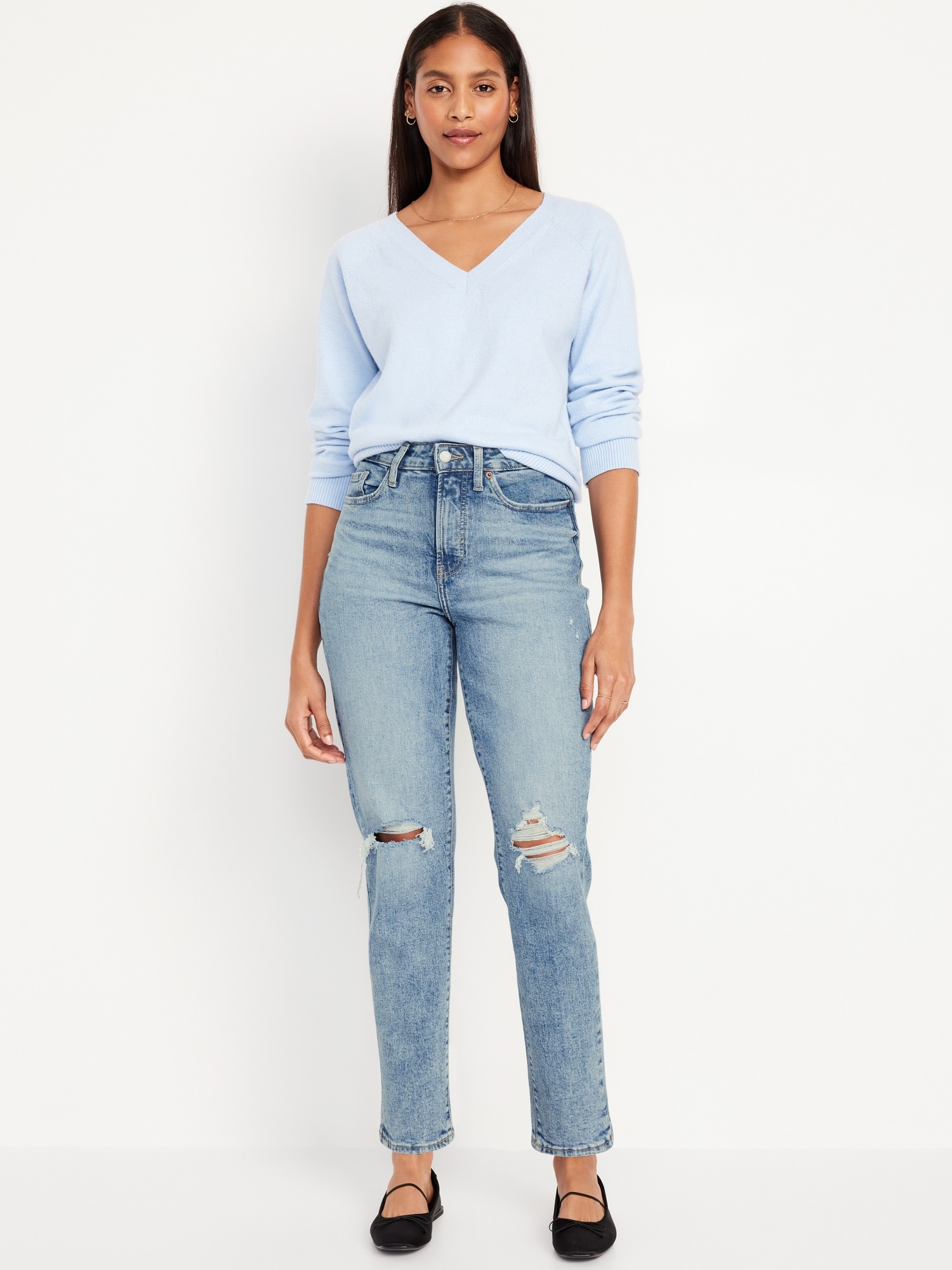 JEAN OG PROFILÉ DROIT À TAILLE HAUTE LONGUEUR CHEVILLE