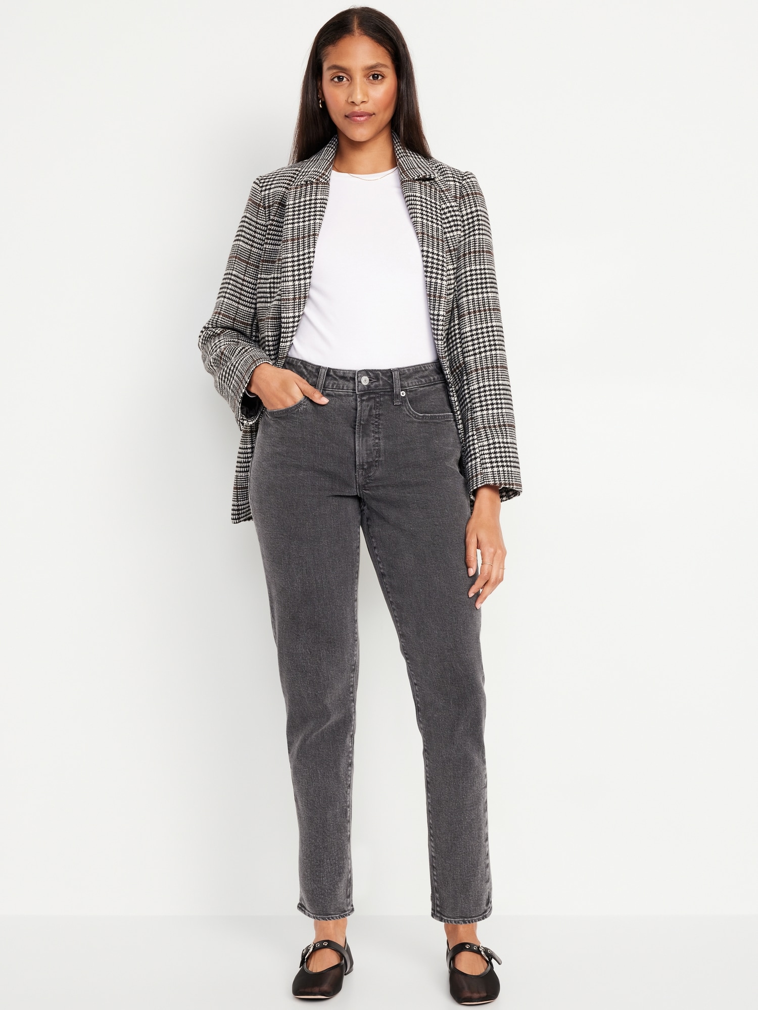 JEAN OG PROFILÉ DROIT À TAILLE HAUTE LONGUEUR CHEVILLE