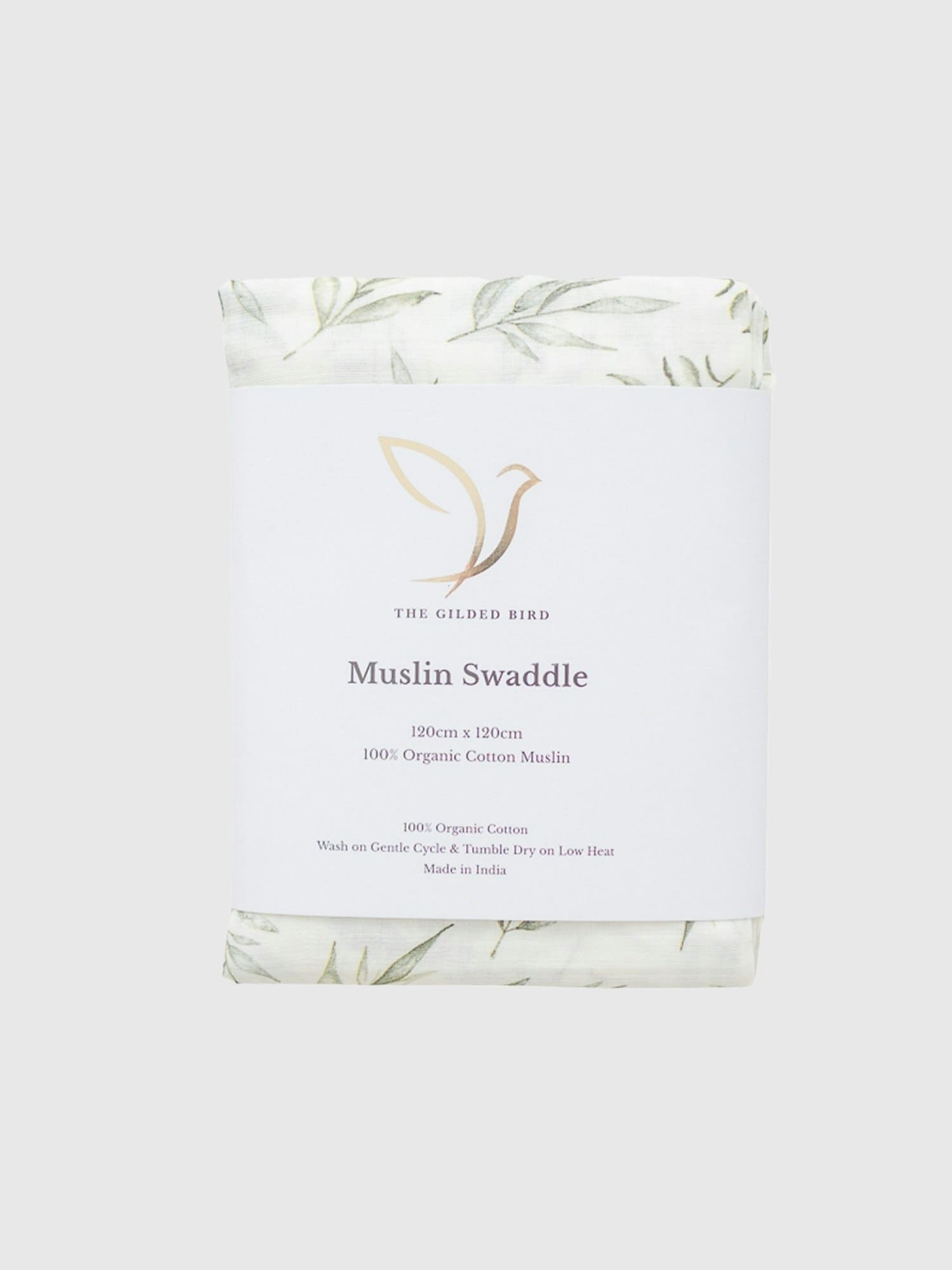 The Gilded Bird Linen Leaves Organic Cotton Muslin Swaddle