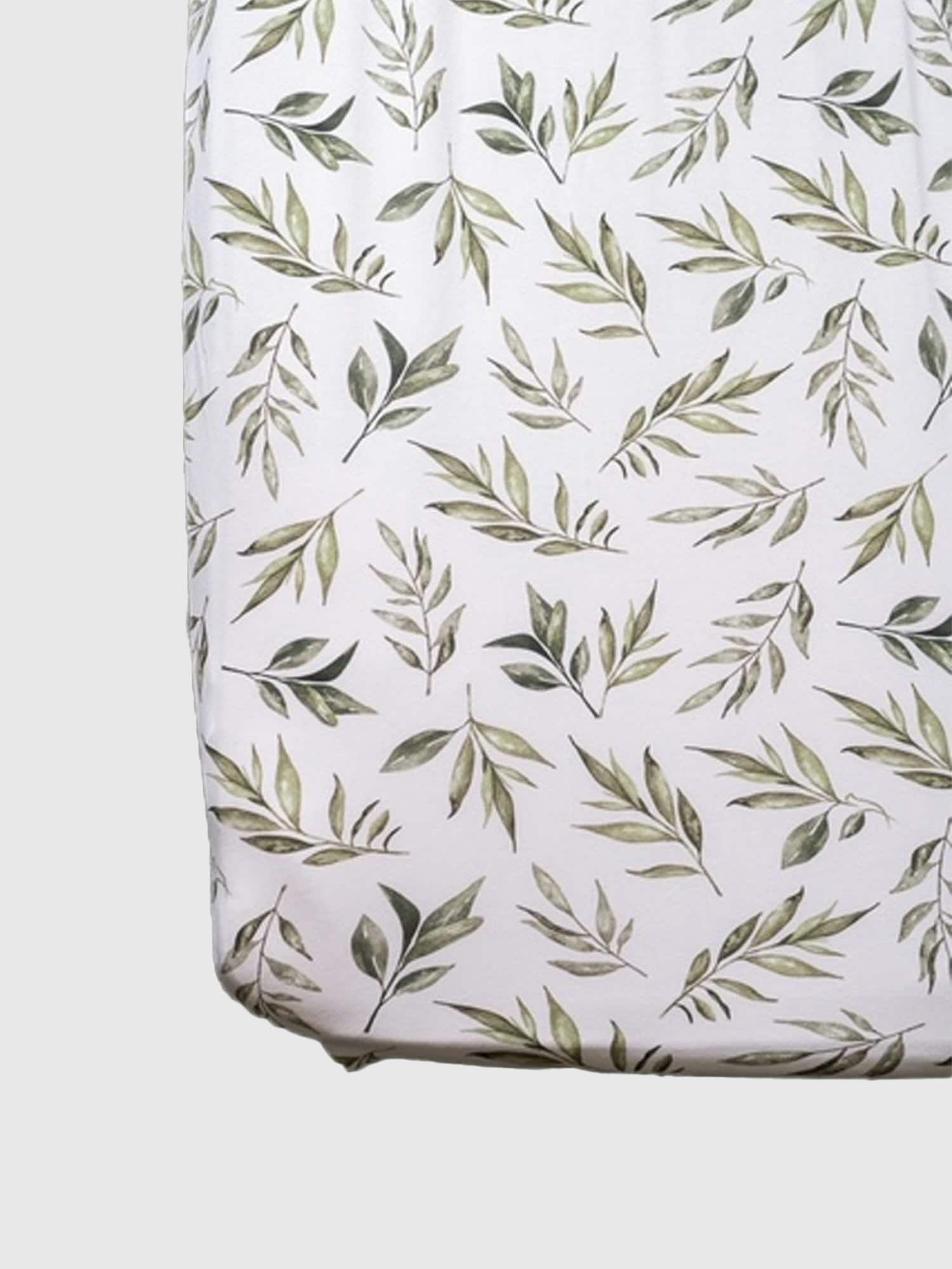 The Gilded Bird Linen Leaves Fitted Crib Sheet