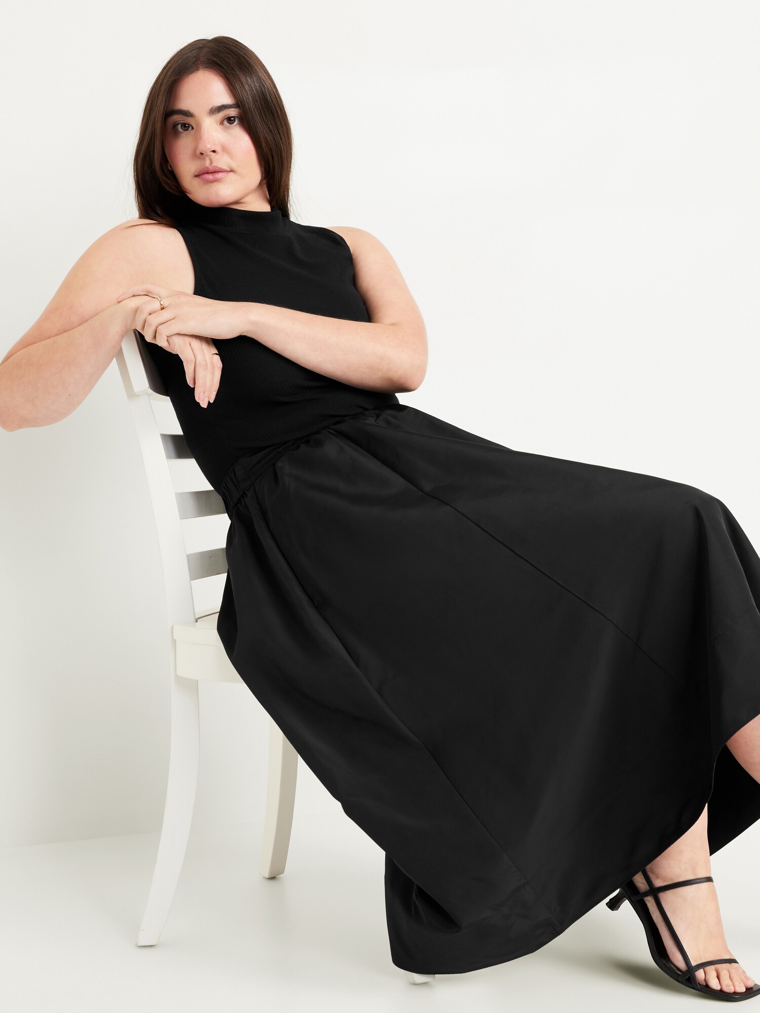 Taffeta Midi Swing Skirt | Old Navy