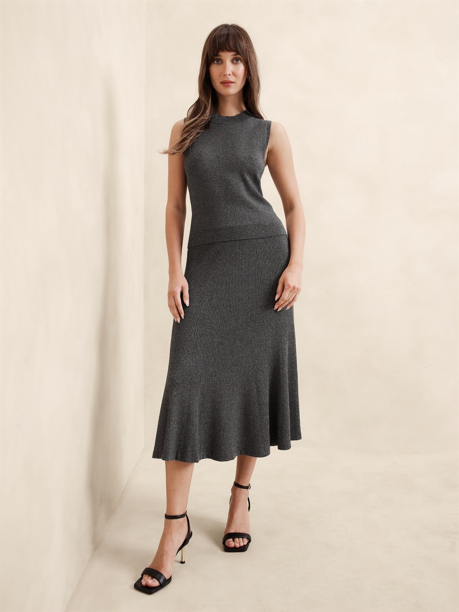 JUPE MI-LONGUE EN LUREX