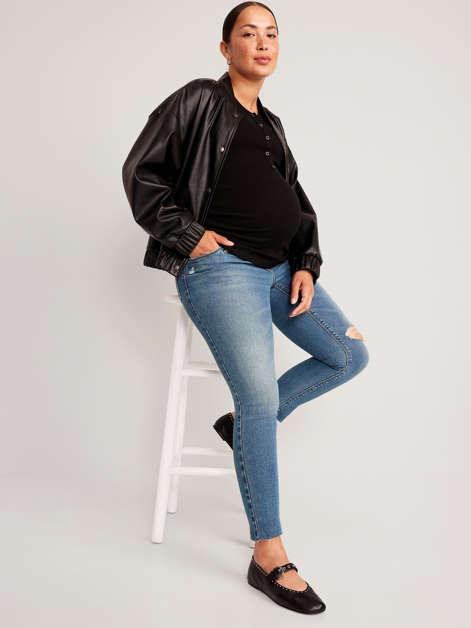 Maternity Premium Full-Panel Rockstar Super Skinny Ripped Jeans