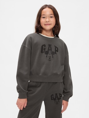 Gap × ディズニー ヴィンテージソフト ミッキーマウス GAPロゴ クロップド スウェット・トレーナー (キッズ)