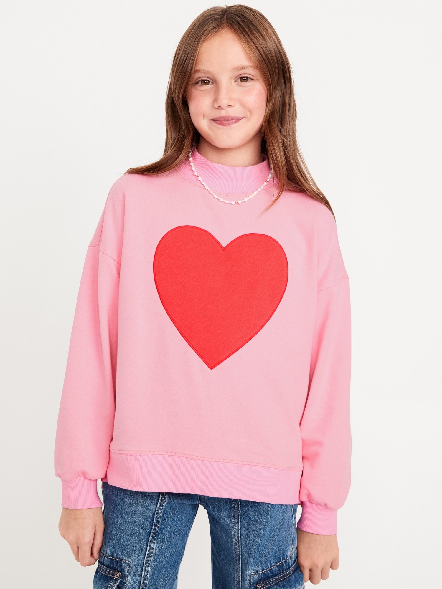 CHANDAIL LONG EN JERSEY BOUCLETTE À COL MONTANT POUR FILLE