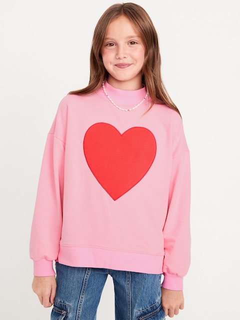 CHANDAIL LONG EN JERSEY BOUCLETTE À COL MONTANT POUR FILLE