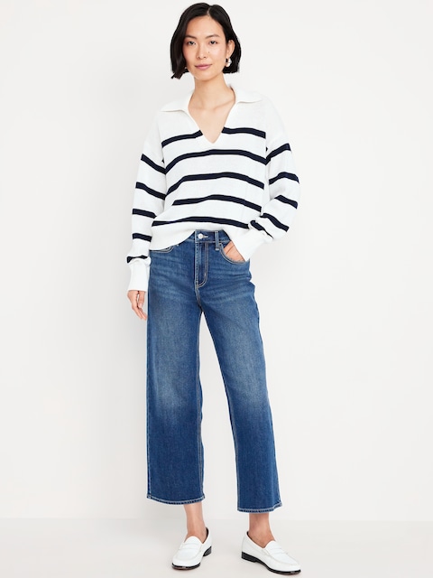 JEAN WOW JAMBE LARGE À TAILLE HAUTE LONGUEUR 3/4