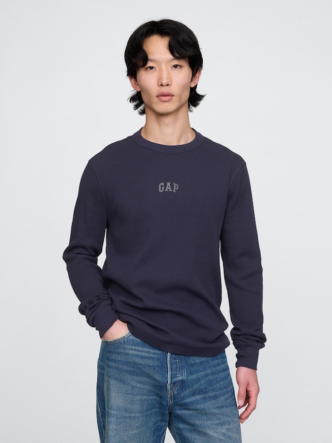 GAPロゴ ワッフルニットTシャツ-0