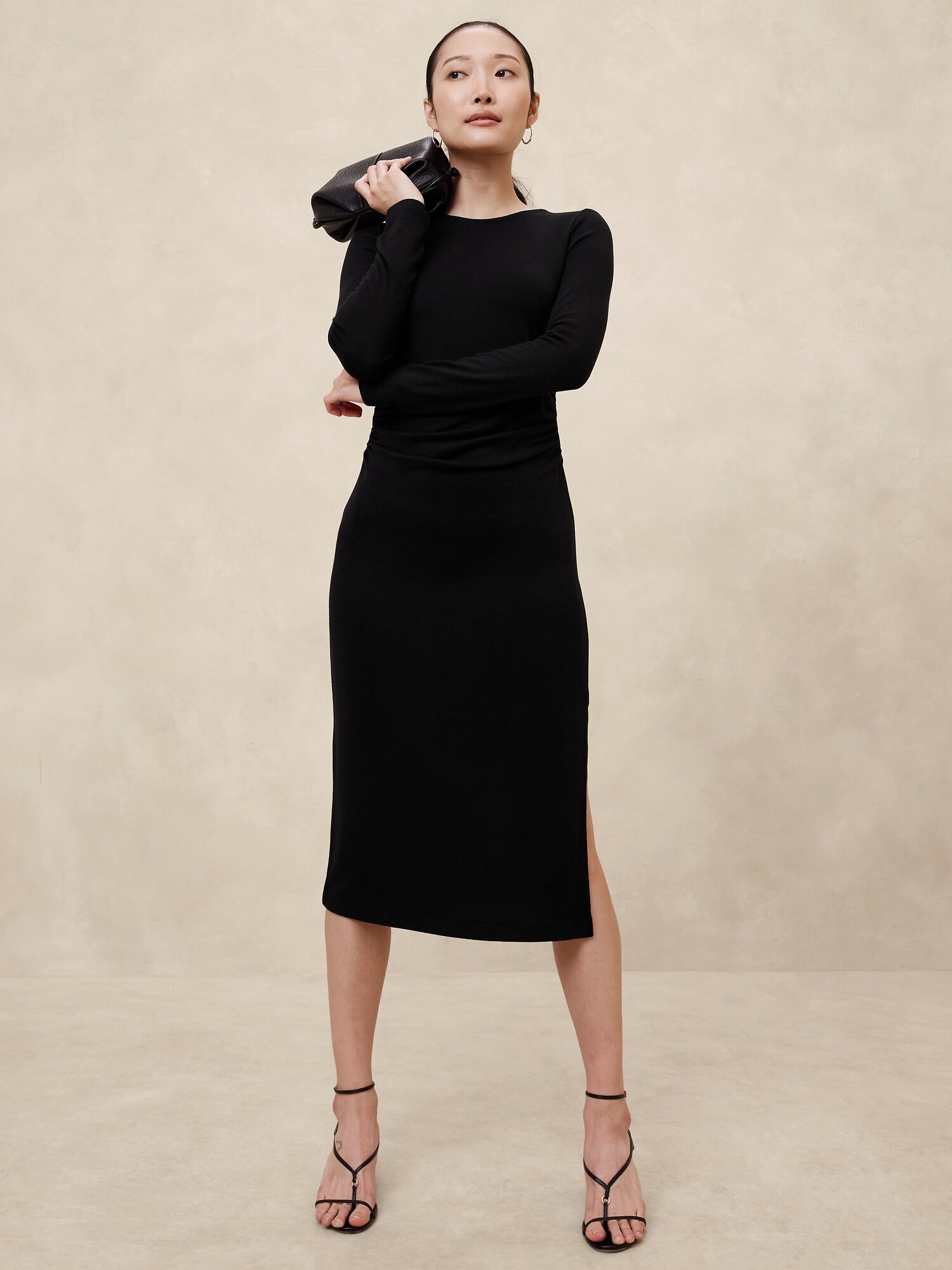 v cut midi dress V-Neck Front-Twist Ribbed Casual Midi Dress Mauve / Small